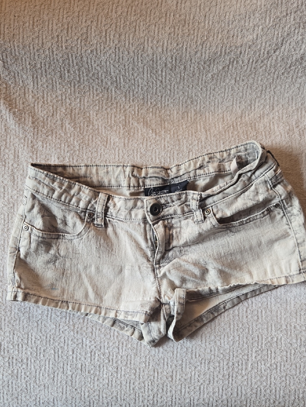 City Streets Cream Denim Jean Shorts